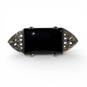 Elegant Sterling Silver 925 Black and Silver Women's Brooch